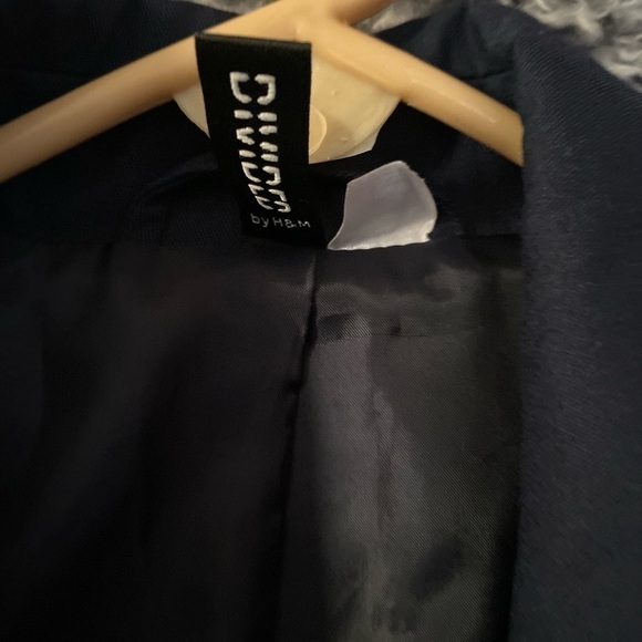 HM Women’s Navy Blue Cropped Double Breasted Blazer/Coat Size 40 - Picture 4 of 9